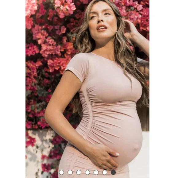 Blanqi Everyday Cap Sleeve Maternity Dress - Frosty Pink - Picture 6 of 9